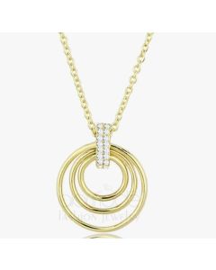 JCE601 Gold 925 Sterling Silver Necklace with AAA Grade CZ  in Clear