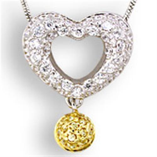 JCE106 Reverse Two-Tone 925 Sterling Silver Pendant with AAA Grade CZ  in Citrine-PCS