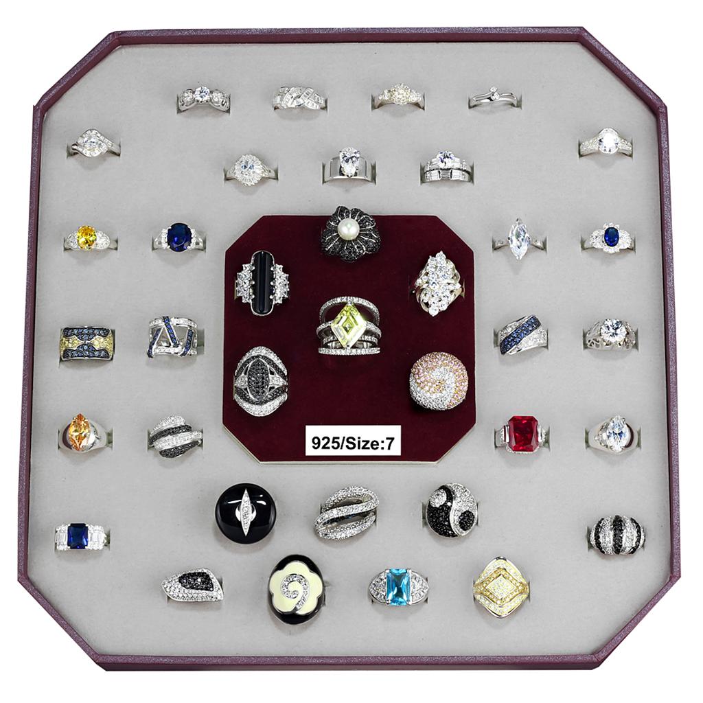 JCE925-004-SIZE7 004-SIZE7 - Assorted 925 Sterling Silver Ring with Assorted  in Assorted
